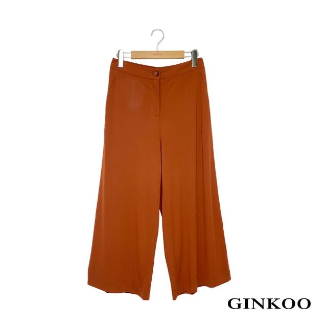 【GINKOO 俊克】休閒側排釦寬褲