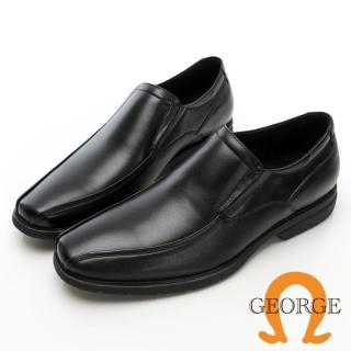 【GEORGE 喬治皮鞋】MODO超輕系列 超輕量真皮直套式紳士鞋-黑 215026CZ-10