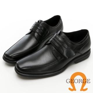 【GEORGE 喬治皮鞋】MODO超輕系列 超輕量魔鬼沾柔軟真皮紳士鞋-黑色 215025CZ-10