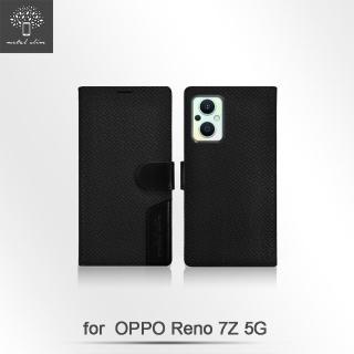 【Metal-Slim】OPPO Reno 7Z 5G 編織紋拼接前扣內層卡夾皮套