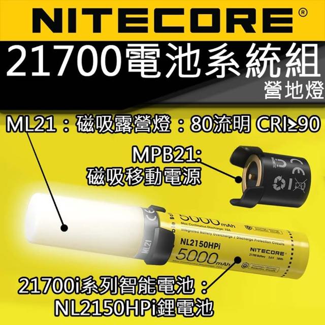 【NITECORE】21700智能電池系統組 80流明 CRI 露營燈 磁吸照明