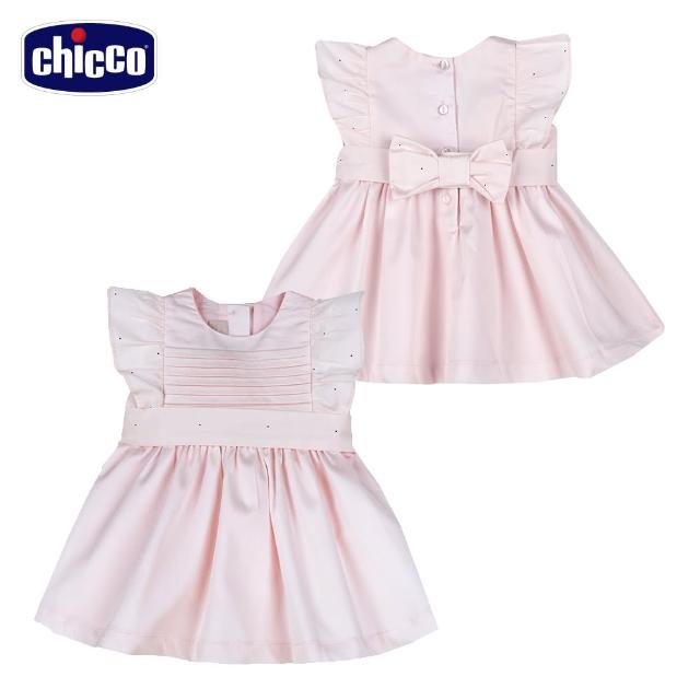 【Chicco】蜜粉花園-壓折荷葉袖洋裝(2022款式)