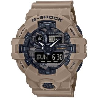 【CASIO 卡西歐】G-SHOCK 迷彩時尚雙顯手錶 畢業 禮物(GA-700CA-5A/速)