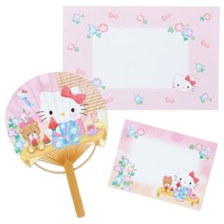 【小禮堂】Hello Kitty 圓形竹扇卡片 《粉西瓜款》(平輸品)