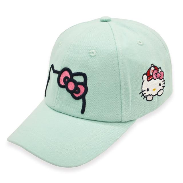 【HELLO KITTY】凱蒂貓~Hello Kitty蝴蝶結淡綠色親子棒球帽(正廠原版台灣授權)