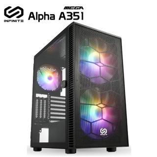 【INFINITE】MEGA Alpha A351 電腦機箱(側開全透鋼化玻璃側板機殼/內附A.RGB定光風扇x3)
