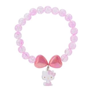【小禮堂】Hello Kitty 兒童串珠吊飾手環 《粉蝴蝶結款》(平輸品)