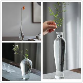【JEN】日式禪意透明小口徑玻璃花瓶花器桌面擺飾居家裝飾(3款可選)