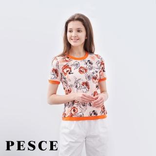 【PESCE】短袖圓領上衣、天絲印染(透氣涼爽/親膚抗菌/台灣製造)