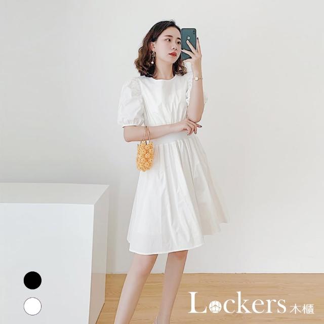 【Lockers 木櫃】春夏泡泡袖瘦腰連衣裙 L111042101(瘦腰連衣裙)