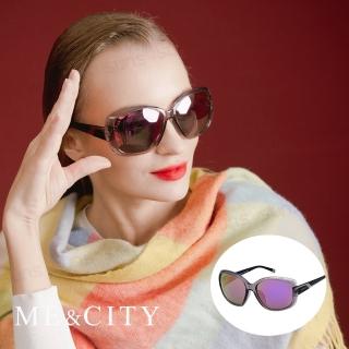 【ME&CITY】歐美偏光閃耀桃時尚大框太陽眼鏡 品牌墨鏡 抗UV400(ME22002 C01)