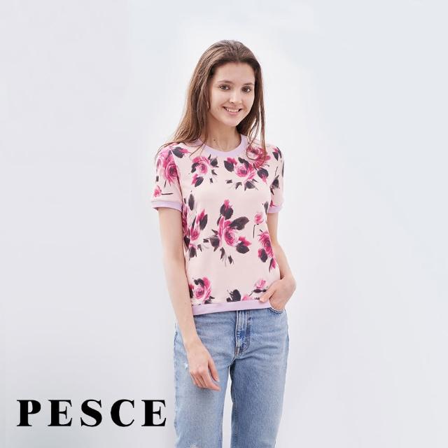 【PESCE】短袖圓領上衣、天絲印染(涼爽時尚/台灣製造)