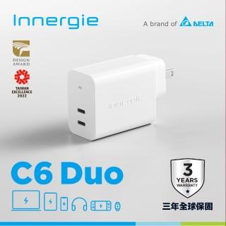 【Innergie】C6 Duo 63瓦 雙孔 USB-C 萬用充電器 轉換版(ADP-63AW WTA)
