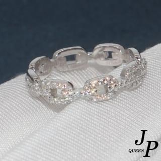 【Jpqueen】麻花鐵鍊鏤空鑽簡約戒指(銀色)
