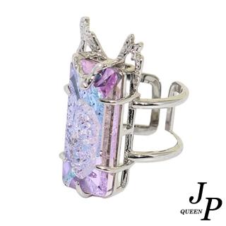 【Jpqueen】棉花糖紫晶長鑽搶眼金屬風開口戒指(紫色)