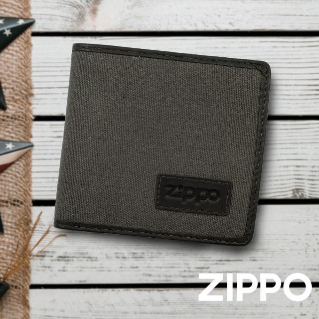 【Zippo官方直營】皮革帆布雙折皮夾(皮件皮夾)