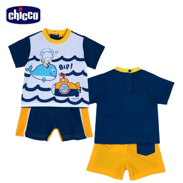 【Chicco】潛水員-印圖+滿底背心套裝 C(2022款式)