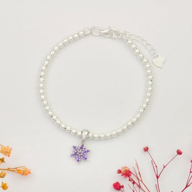 【Niloe】純粹之雪紫色串珠手鍊-女款創新設計(925純銀、獨家設計、天然石)
