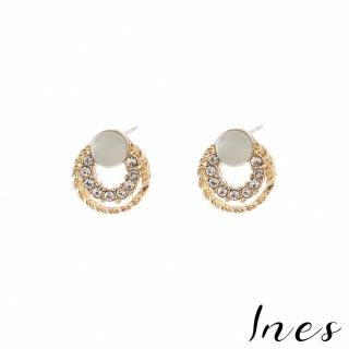 【INES】韓國設計S925銀針閃耀水鑽圈圈寶石鑲嵌造型耳環(S925銀針耳環 水鑽耳環 寶石耳環)