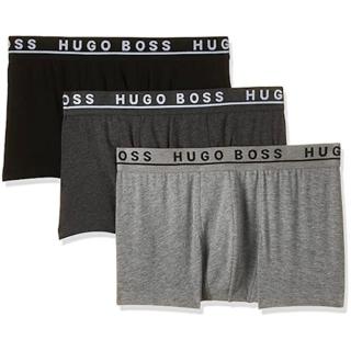 【HUGO BOSS】2022男時尚合身黑炭灰色四角內著混搭3件組-網
