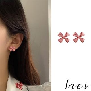 【INES】S925銀針耳環 蝴蝶結耳環/韓國設計S925銀針法式復古立體甜美蝴蝶結造型耳環(3色任選)