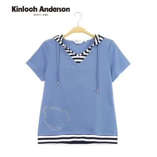【Kinloch Anderson】條紋連帽假兩件上衣 金安德森女裝(藍)