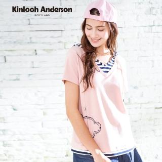 【Kinloch Anderson】條紋連帽假兩件上衣 金安德森女裝(粉橙)