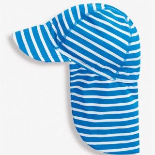 【JoJo Maman BeBe】嬰幼兒/兒童泳裝戲水UPF50+防曬護頸遮陽帽_水藍條紋(JJH3162)