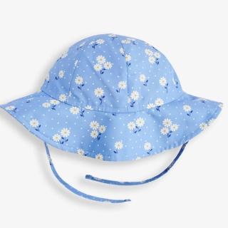 【JoJo Maman BeBe】嬰幼兒/兒童泳裝戲水UPF50+綁帶遮陽帽_藍色雛菊(JJH3095)