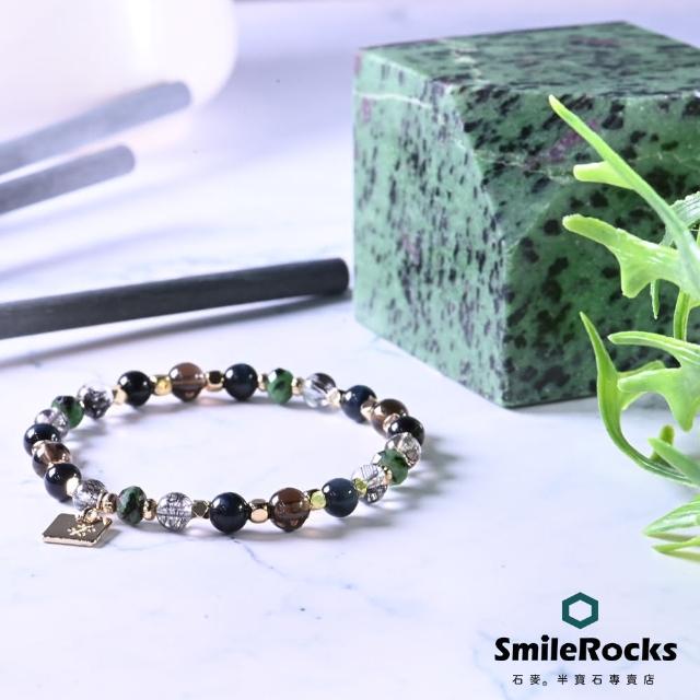 【SmileRocks 石麥】14K 藍虎眼&綠簾石手鍊(珠體大小：5mm)