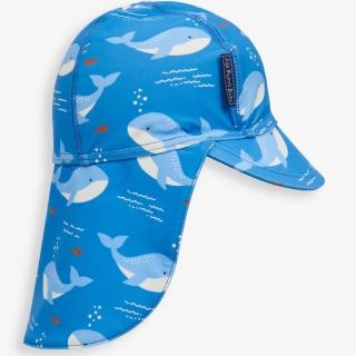 【JoJo Maman BeBe】嬰幼兒/兒童泳裝戲水UPF50+防曬護頸遮陽帽_海洋鯨魚(JJH2454)
