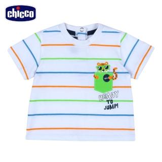 【Chicco】SB 衝浪小虎-印橫條短袖上衣(2022款式)