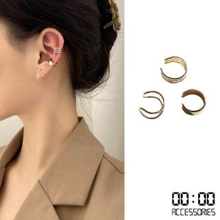 【00:00】線條耳骨夾/韓國設計個性潮流百搭線條耳骨夾3件套組(3色任選)
