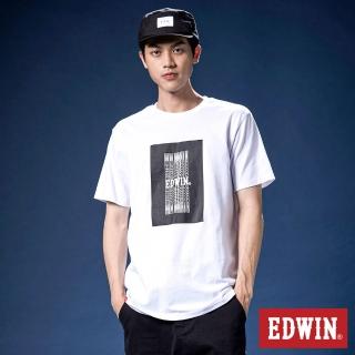 【EDWIN】男女裝 網路獨家↘3D色塊LOGO短袖T恤(白色)