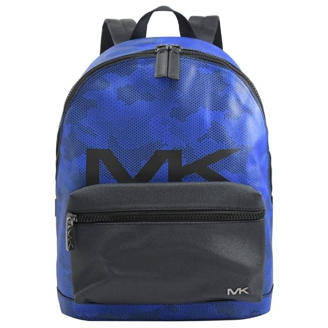 【Michael Kors】金屬MK LOGO點點迷彩拼接手提旅用包後背包(藍黑 大)