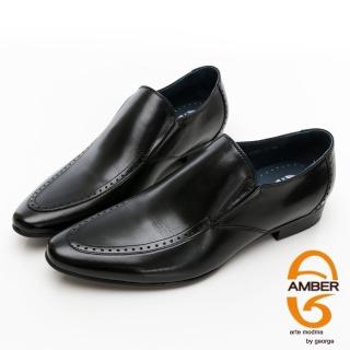 【GEORGE 喬治皮鞋】Amber系列 雅痞型男尖頭側V切口紳士鞋 -黑 135009CZ-10