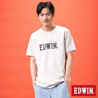 【EDWIN】男女裝 網路獨家↘聊天插畫LOGO短袖T恤(淺卡其)