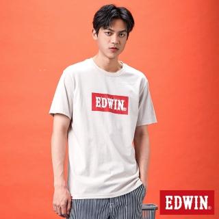 【EDWIN】男女裝 網路獨家↘手繪草圖BOX LOGO短袖T恤(淺卡其)