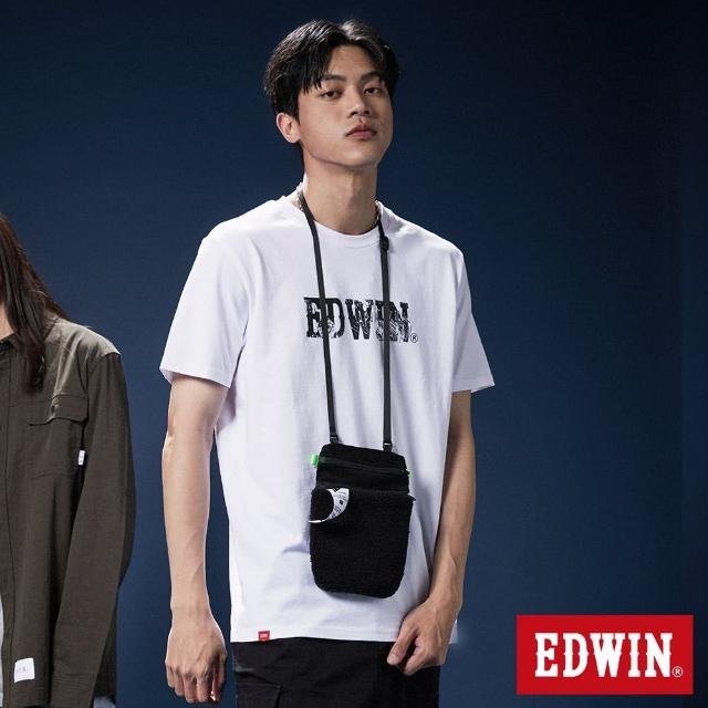 【EDWIN】男女裝 網路獨家↘手繪立扣LOGO短袖T恤(白色)