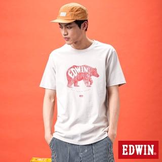 【EDWIN】男女裝 網路獨家↘熊熊出沒短袖T恤(淺卡其)