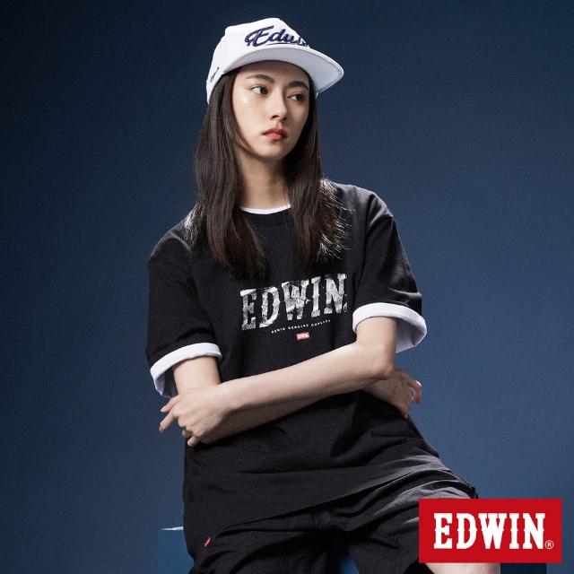 【EDWIN】男女裝 網路獨家↘EDWIN影子短袖T恤(黑色)
