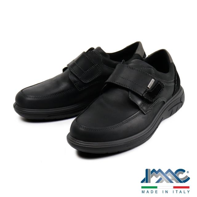 【IMAC】可調式魔鬼氈真皮休閒鞋 黑色(802118-BL)