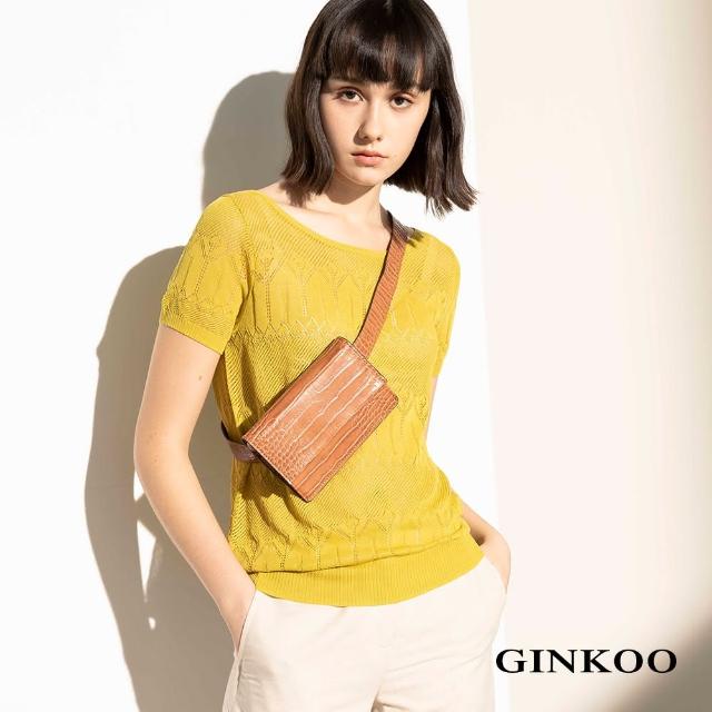 【GINKOO 俊克】幾何簍空圖騰針織上衣