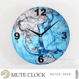 【METER DEER 米鹿】30公分世界地球板塊造型無框靜音掛鐘(時鐘 掛鐘 靜音 牆面擺飾 掛飾)