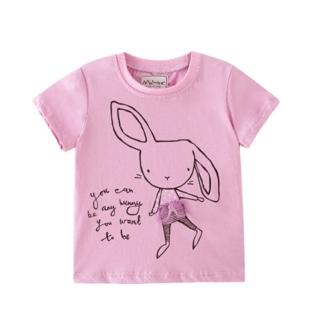 【橘魔法】粉紫大耳兔短袖上衣(T恤 棉T 女童 兒童 童裝)