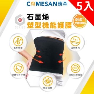 【COMESAN 康森】石墨烯塑型機能護腰 五件組(塑型支撐 機能護腰 塑型護腰 吸溼排汗)