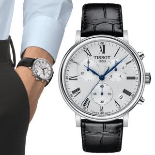 【TISSOT 天梭 官方授權】CARSON系列 紳士計時腕錶 / 41mm 禮物推薦 畢業禮物(T1224171603300)