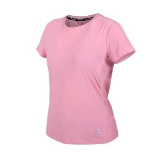 【FIRESTAR】女彈性圓領短袖T恤-慢跑 路跑 涼感 運動 上衣 反光 粉紅(DL261-43)