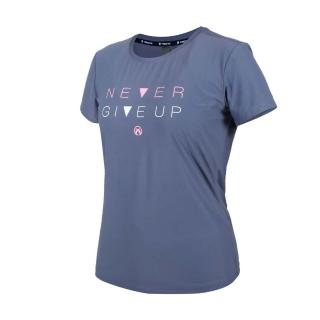 【FIRESTAR】女彈性印花短袖T恤-慢跑 路跑 涼感 運動 上衣 反光 霧紫粉白(DL266-13)