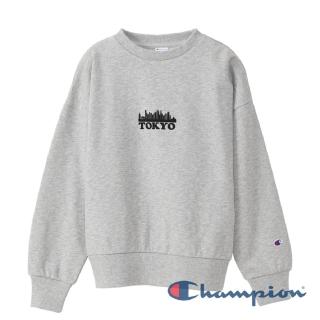 【Champion】官方直營-Womens 圓領Tokyo Logo大學長袖Tee-女(灰色)